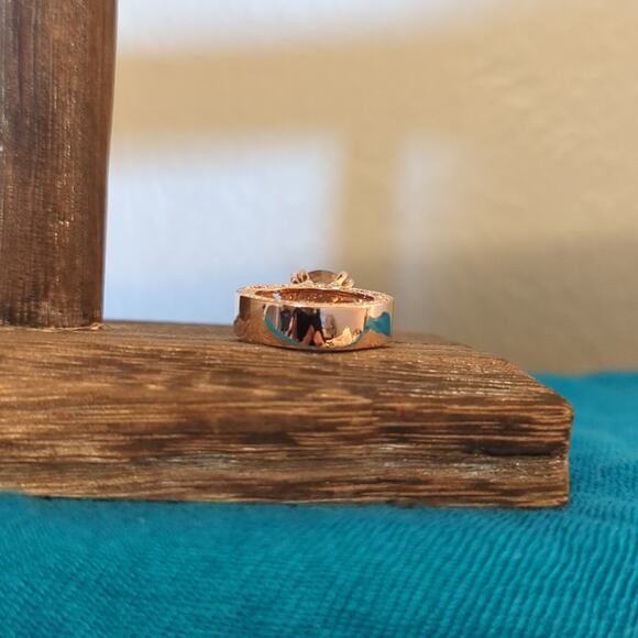 925 Two Toned Filigree Rose/Silver Metal Champagne Color Stone Ring Sz 5.5 - Picture 7 of 9